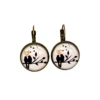 Boucles D'oreilles, Pendantes, Cabochons * Les Amoureux * Oiseaux, Amour, Coeur, Romantique, Idée Cadeau, Pour Elle, Noël