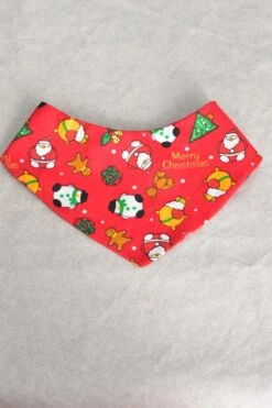 Bandana Rouge Motif Noël Pour Chien & Chat / Avec Noeud Assorti