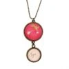 Collier, Long, Pendentif, Cabochon * Pissenlit * Dandelion, Fuchsia, Doré, Hope, Sautoir, Fantaisie, Idées Cadeaux, Noël
