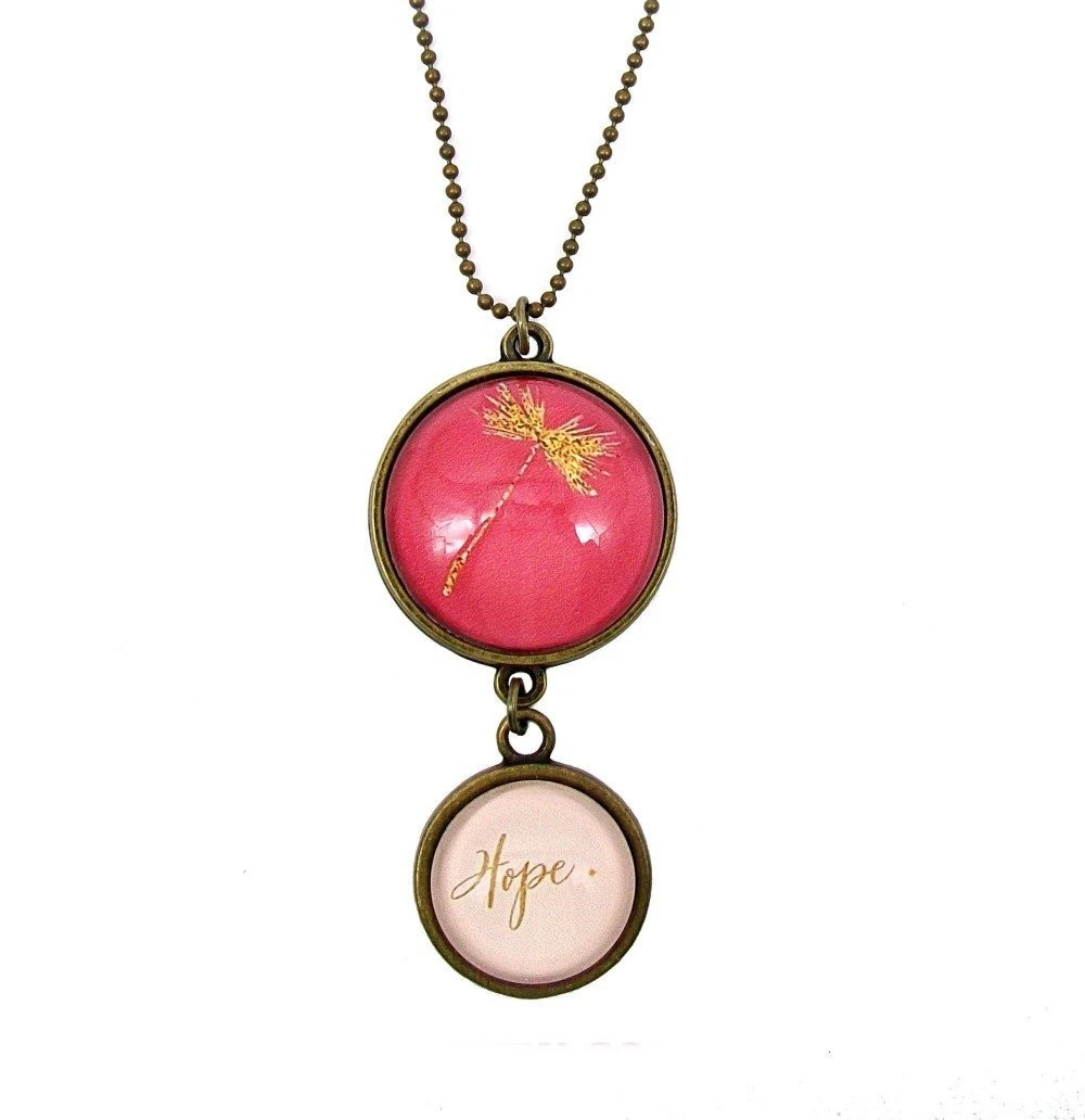Collier, Long, Pendentif, Cabochon * Pissenlit * Dandelion, Fuchsia, Doré, Hope, Sautoir, Fantaisie, Idées Cadeaux, Noël 1 Collier, Long, Pendentif, Cabochon * Pissenlit * Dandelion, Fuchsia, Doré, Hope, Sautoir, Fantaisie, Idées Cadeaux, Noël
