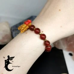 Bracelet Cornaline Et Houx Or Et Rouge - Bijou De Noël Artisanal En Pâte Polymère, Perles De Pierre, Et Acier Inoxydable -Papeterie Boutique 3973273 boucle d oreilles houx or et rouge bijou de noel artisana 5