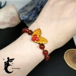 Bracelet Cornaline Et Houx Or Et Rouge - Bijou De Noël Artisanal En Pâte Polymère, Perles De Pierre, Et Acier Inoxydable -Papeterie Boutique 3973273 boucle d oreilles houx or et rouge bijou de noel artisana 6