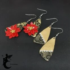 Boucles D'oreilles Ailettes De Noël Poinsettias - Bijou Artisanal Chic Pour Les Fêtes 7 Boucles D'oreilles Ailettes De Noël Poinsettias - Bijou Artisanal Chic Pour Les Fêtes -Papeterie Boutique 3974882 boucles d oreilles ailettes de noel noir et or bijou art 1