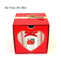 Boite Coffret Noël Rouge,boite Emballage Cadeau,fait Main,coffret Veille De Noël