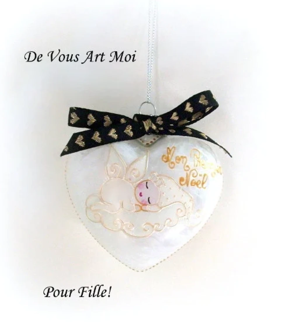 Boule Premier Noël Prénom Personnalisée,boule Noël Bébé Fille,fait Main 2 Boule Premier Noël Prénom Personnalisée,boule Noël Bébé Fille,fait Main – Image 2