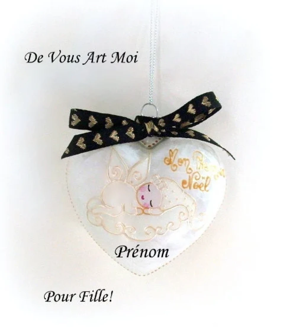 Boule Premier Noël Prénom Personnalisée,boule Noël Bébé Fille,fait Main 1 Boule Premier Noël Prénom Personnalisée,boule Noël Bébé Fille,fait Main