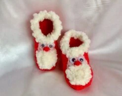 Chaussons -bottines « père Noël « au Crochet Fait Main Pour Bébé
