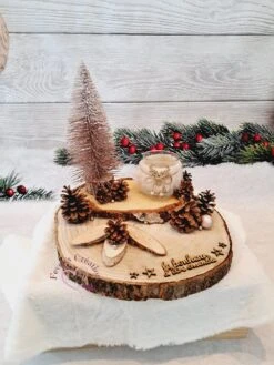 Grand Centre De Table En Bois - Noël - Jour De L'an / Décoration De Table Ou Autre Avec Bougie