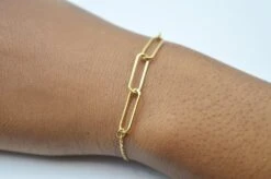 Bracelet Femme Minimaliste De Chaîne Trombone Cadeau De Noël- Doré à L 'or Fin