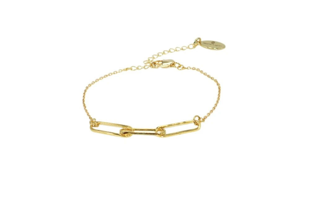 Bracelet Femme Minimaliste De Chaîne Trombone Cadeau De Noël- Doré à L 'or Fin 4 Bracelet Femme Minimaliste De Chaîne Trombone Cadeau De Noël- Doré à L 'or Fin – Image 4