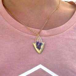 Collier De Graines En Or Aztèques Avec Pétales De Bleuet Cadeau De Noël Pour Elle