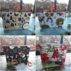 Trousse. Pochette. Noël. Fêtes. Merry Christmas. Cadeau Amitiés. Doublée. Tirette.25/15/5cm. Coton Fleurs. Bonhomme De Neige. Bottes