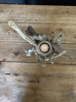 Bougeoir En Bois Flotté Et Bougie Pour Noël