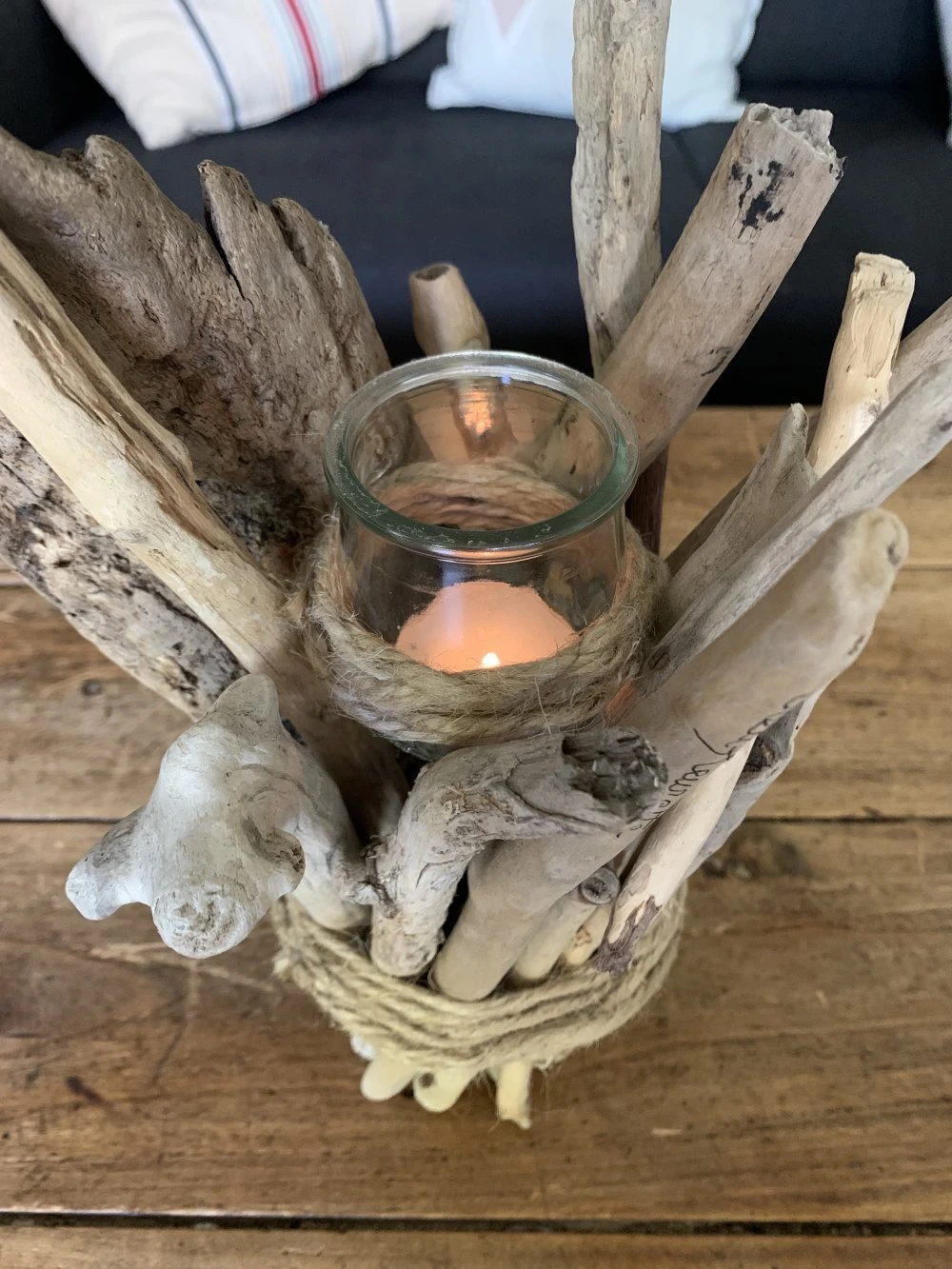 Bougeoir En Bois Flotté Et Bougie Pour Noël 3 Bougeoir En Bois Flotté Et Bougie Pour Noël – Image 3