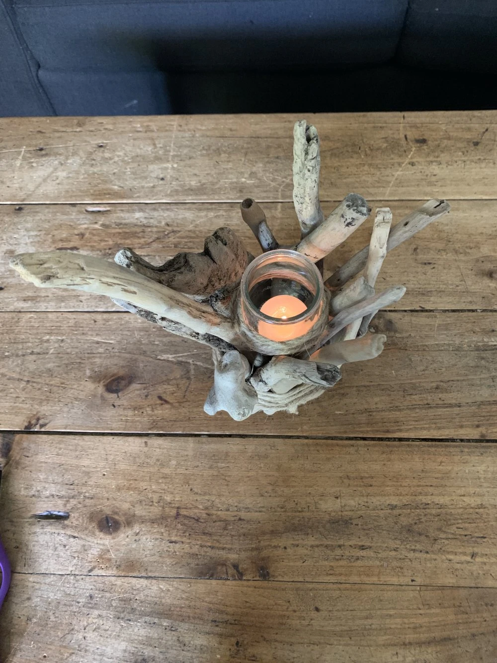 Bougeoir En Bois Flotté Et Bougie Pour Noël 4 Bougeoir En Bois Flotté Et Bougie Pour Noël – Image 4