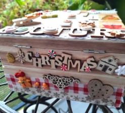 Boîte à Couture En Bois Noël, Décoration De Noël En Fimo, Idée Cadeau Fait Main, Boîte à Ouvrage -Papeterie Boutique 4292278 boite a couture en bois noel decoration de noel en fim 3