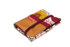 Portefeuille Femme Simili Cuir Camel Avec Tissu Fleurs Ethnique Rouge, Porte Cartes Cuir Et Tissu, Cadeau Femme Noël -Papeterie Boutique 4293986 portefeuille original avec porte monnaie et porte cartes en 3