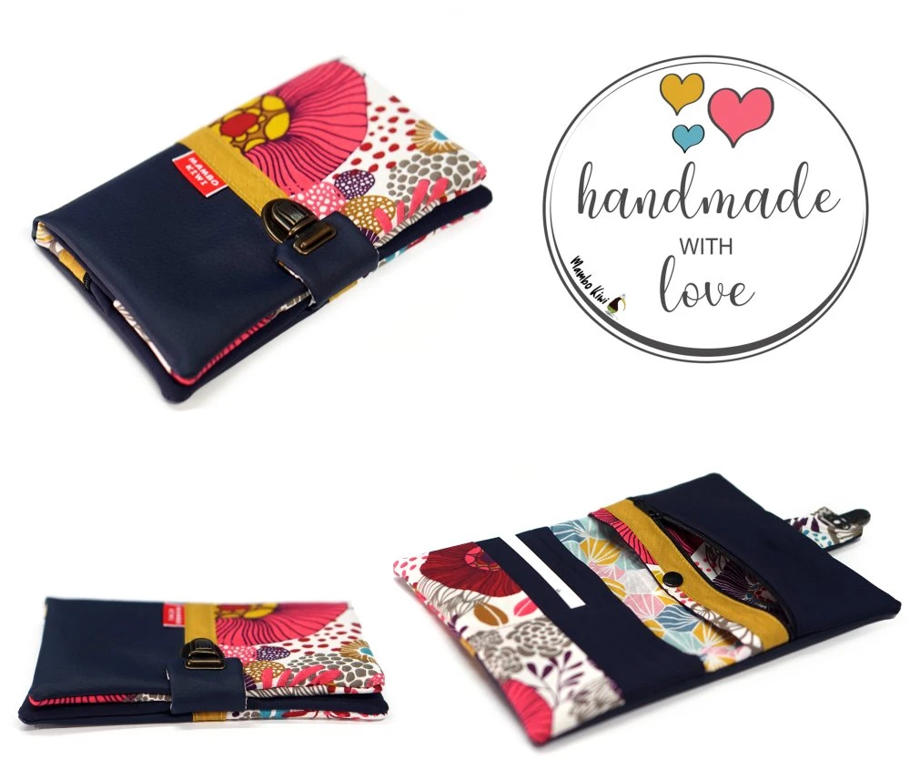 Portefeuille Cuir Marine Tissu Fleurs Femme, Portefeuille Attache Cartable En Cuir, Cadeau Femme Noël 1 Portefeuille Cuir Marine Tissu Fleurs Femme, Portefeuille Attache Cartable En Cuir, Cadeau Femme Noël