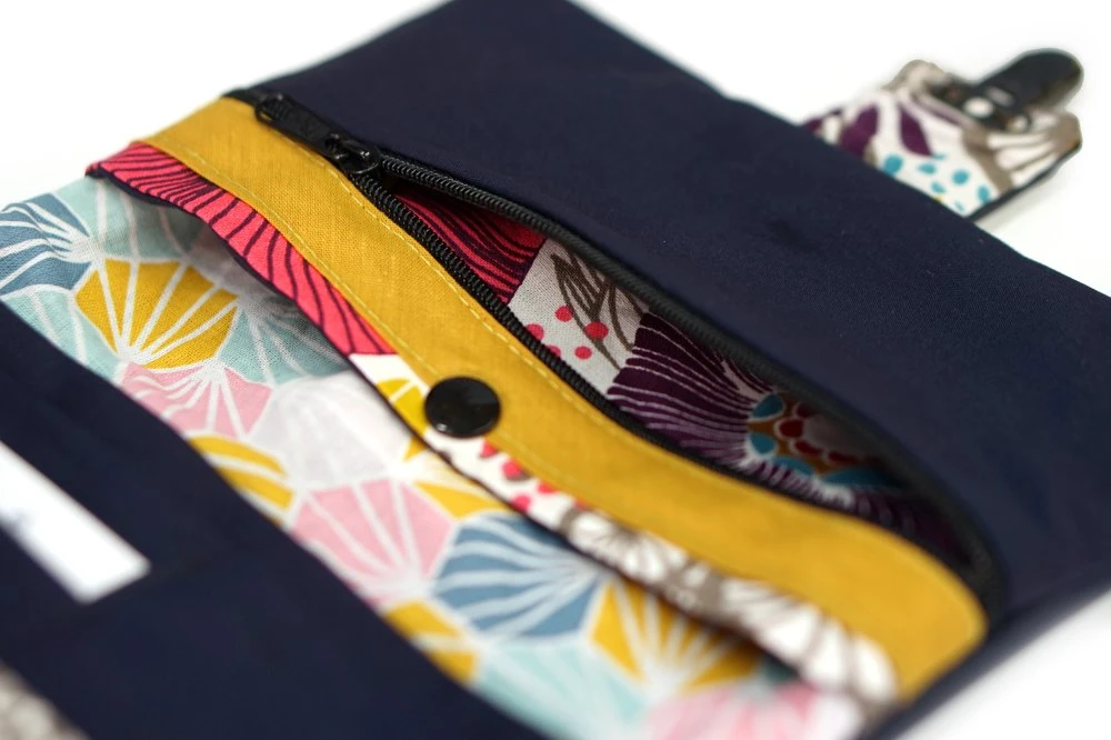 Portefeuille Cuir Marine Tissu Fleurs Femme, Portefeuille Attache Cartable En Cuir, Cadeau Femme Noël 7 Portefeuille Cuir Marine Tissu Fleurs Femme, Portefeuille Attache Cartable En Cuir, Cadeau Femme Noël – Image 7