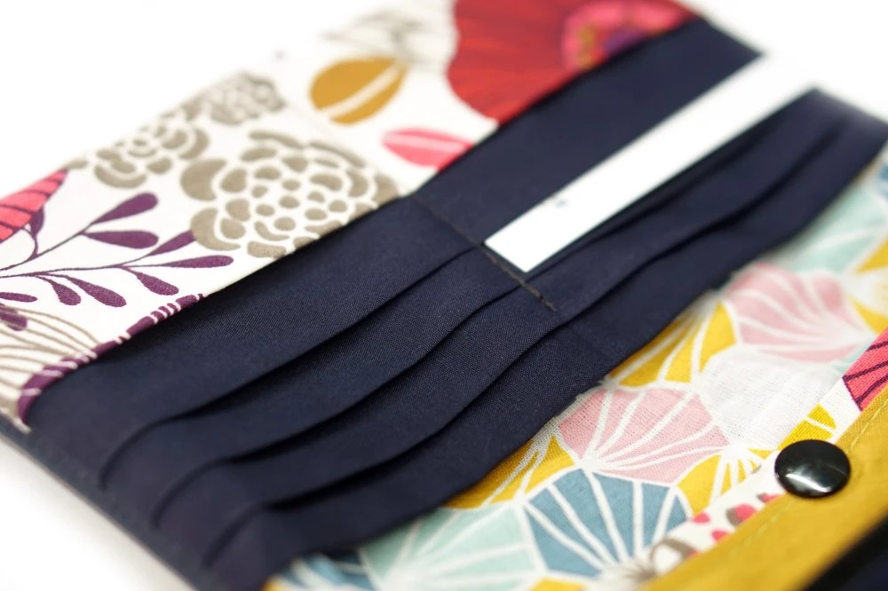 Portefeuille Cuir Marine Tissu Fleurs Femme, Portefeuille Attache Cartable En Cuir, Cadeau Femme Noël 8 Portefeuille Cuir Marine Tissu Fleurs Femme, Portefeuille Attache Cartable En Cuir, Cadeau Femme Noël – Image 8