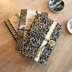 Carnet Vierge En Papier Japonais, Journal Intime Sakura Noir Et Or, Cahier Washi Noël Pour Elle, Carnet Voyage Japon Asie