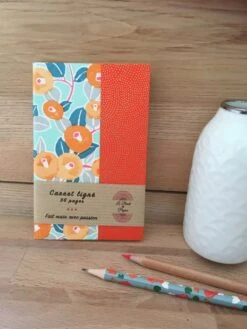 Carnet De Note Ligné A6, Cahier De Poche Papier Japonais Pivoine Orange Et Menthe, Journal De Voyage Japon, Cadeau Noël Pour Elle -Papeterie Boutique 4297505 carnet d ecriture a6 de note cahier de poche papier japon 3