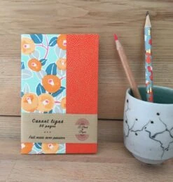 Carnet De Note Ligné A6, Cahier De Poche Papier Japonais Pivoine Orange Et Menthe, Journal De Voyage Japon, Cadeau Noël Pour Elle -Papeterie Boutique 4297505 carnet d ecriture a6 de note cahier de poche papier japon 5