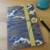 Carnet A6 Vierge En Papier Japonais Bleu Et Or, Journal Intime Vague Hokusai, Cadeau Noël Pour Lui, Carnet Voyage Japon