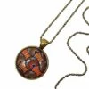 Collier, Long, Pendentif, Cabochon * Wax * Africain, Ethnique, Marron, Orangé, Sautoir, Coloré, Tendance, Idée Cadeau, Noël