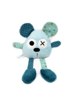 Doudou Peluche Ours, Tissu Polaire Microfibre Coton, Bleu, Personnalisable Couleur, Idée Cadeau De Noël, Doudou Bébé