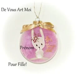 Boule De Noêl Originale Illustrée Personnalisée Premier Noël Prénom Enfant Fait Main Artisanale