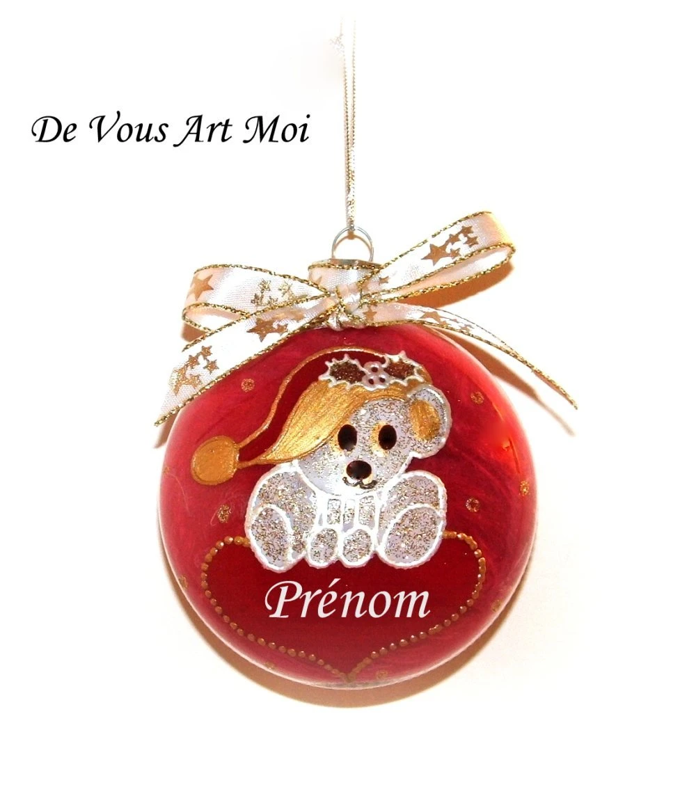 Boule De Noël Enfant Personnalisée Ornement Noël Décoration Ourson Nounours Verre Fait Main 1 Boule De Noël Enfant Personnalisée Ornement Noël Décoration Ourson Nounours Verre Fait Main