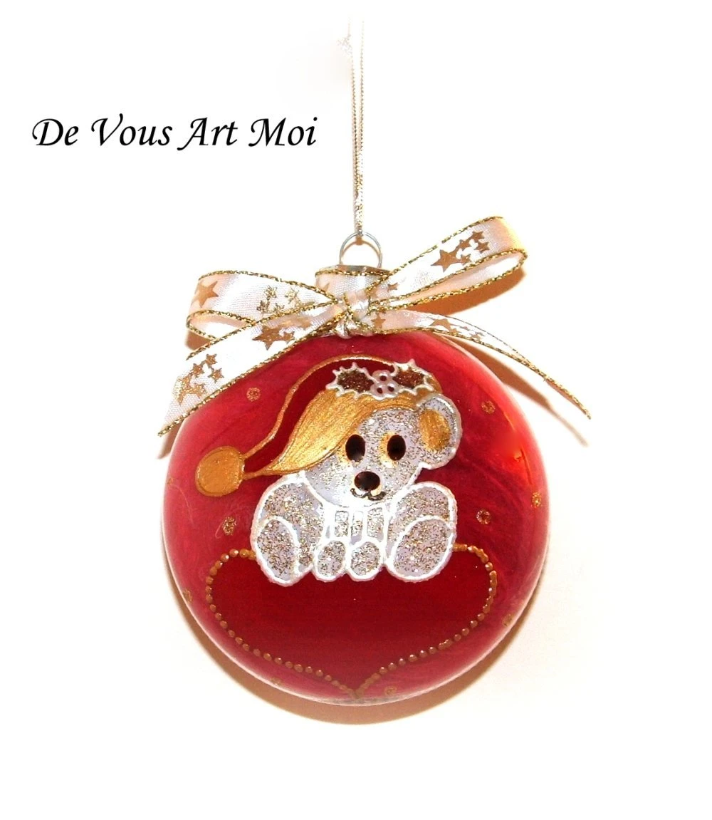 Boule De Noël Enfant Personnalisée Ornement Noël Décoration Ourson Nounours Verre Fait Main 2 Boule De Noël Enfant Personnalisée Ornement Noël Décoration Ourson Nounours Verre Fait Main – Image 2
