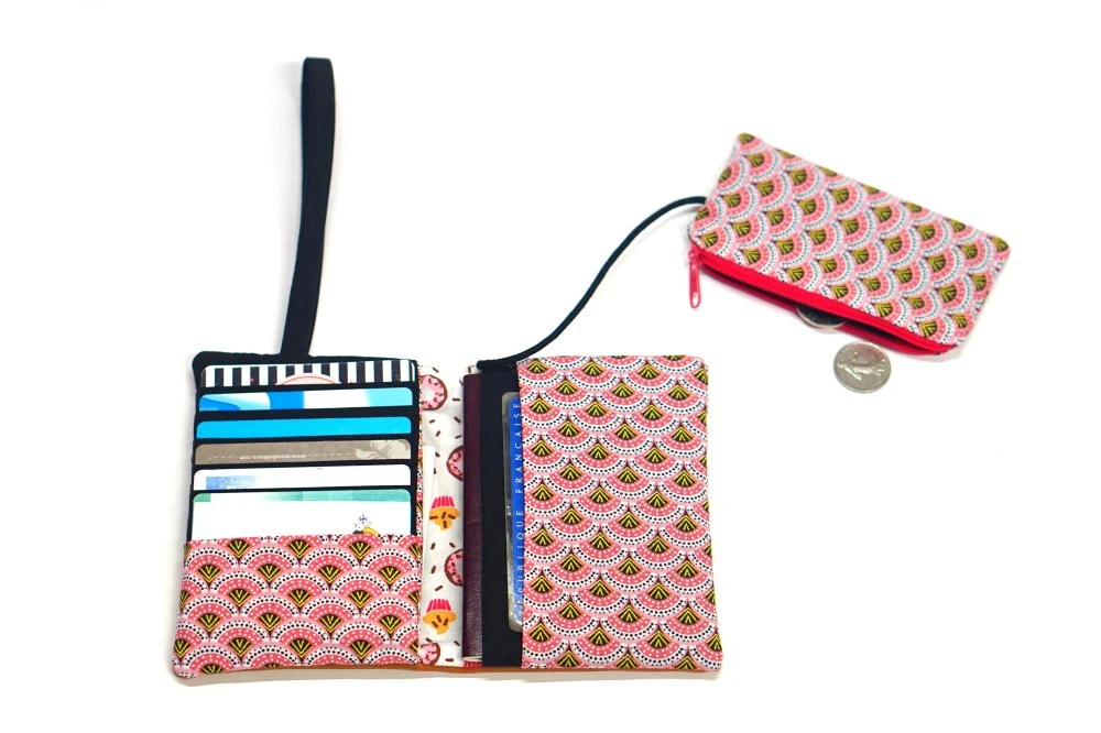 Portefeuille Original Femme Cuir Caramel Tissu Japonais, Porte Cartes Tissu Rose, Cadeau Femme Noël Personnalisable 6 Portefeuille Original Femme Cuir Caramel Tissu Japonais, Porte Cartes Tissu Rose, Cadeau Femme Noël Personnalisable – Image 6