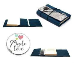 Couvre Livre De Poche Avec Rabat Ajustable Lin Turquoise Tissu Japonais, Cadeau Femme Noël Personnalisé