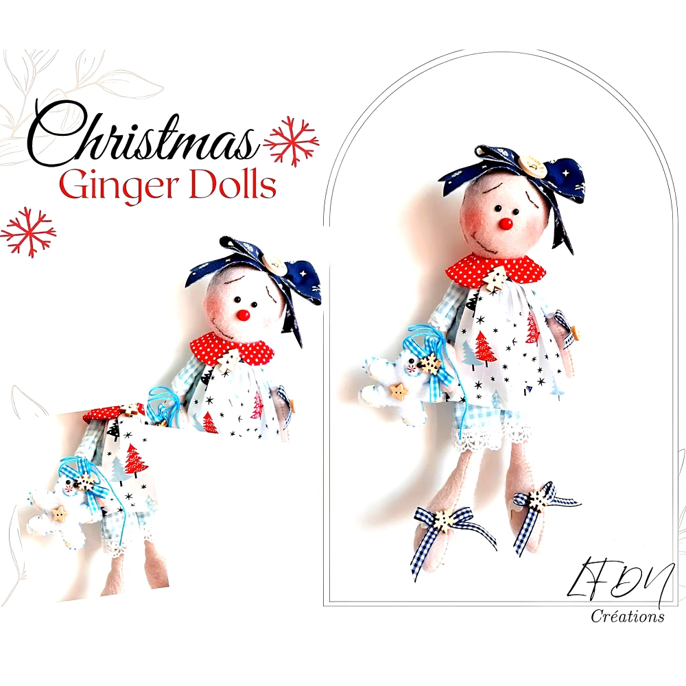 Poupée Gingerbread, Décoration Noël Gingerbread, Noël Fait Main 7 Poupée Gingerbread, Décoration Noël Gingerbread, Noël Fait Main – Image 7