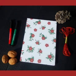 New : Carnet "roses De Noël" Fond Blanc