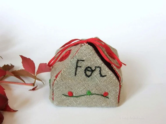 Boite Cadeau Noël-ecrin Bijou- Boite Lin Et Soie- Boite Cadeau Personnalisée- Boite Lin Brodée 3 Boite Cadeau Noël-ecrin Bijou- Boite Lin Et Soie- Boite Cadeau Personnalisée- Boite Lin Brodée – Image 3