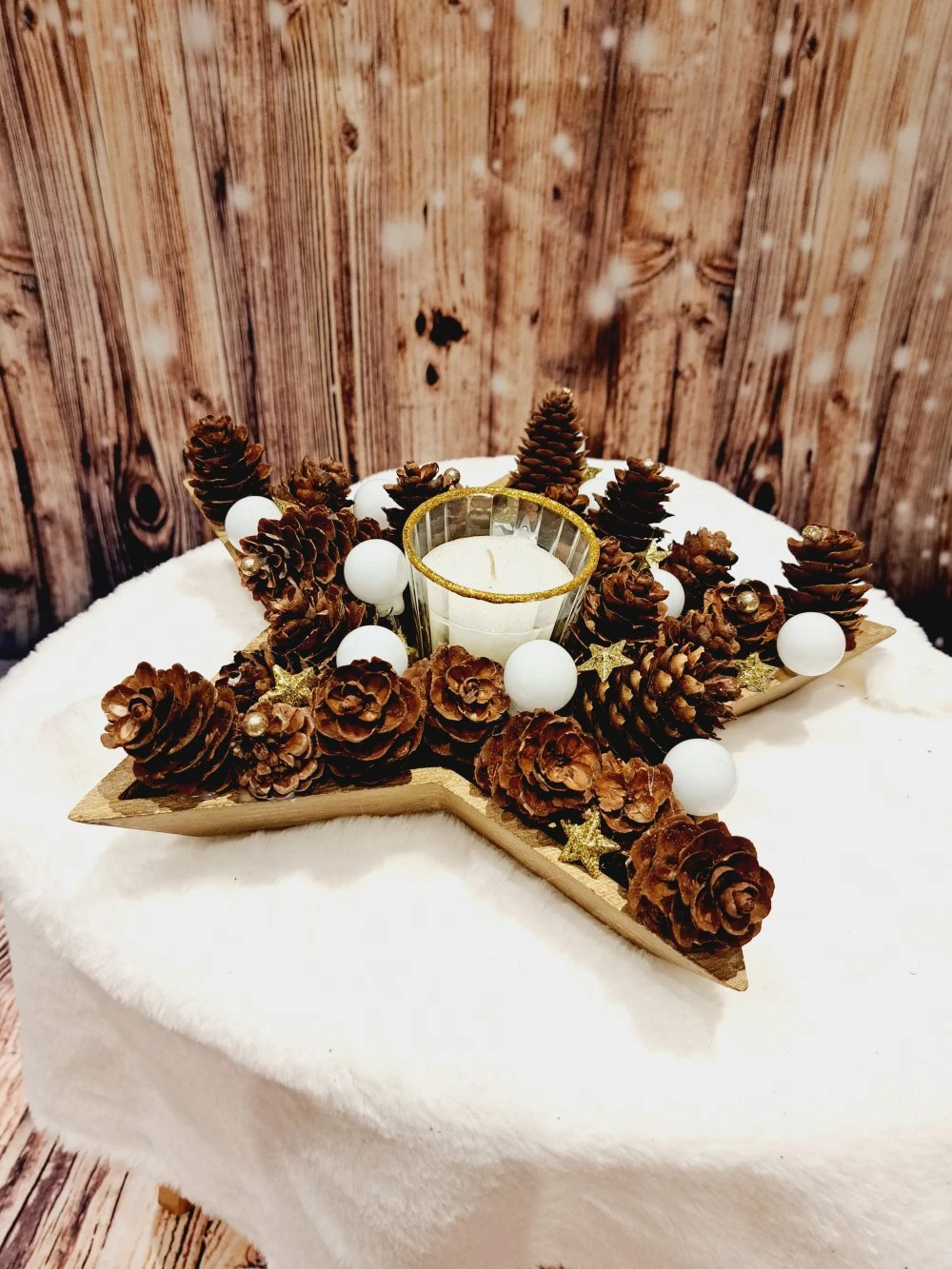 Centre De Table Noël - Jour De L'an / Décoration De Table Ou Autre Avec Bougie 1 Centre De Table Noël - Jour De L'an / Décoration De Table Ou Autre Avec Bougie