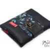 Portefeuille Cartable Cuir Noir Femme Tissu Boho Plumes, Porte Cartes Tissu Nature, Cadeau Femme Noël