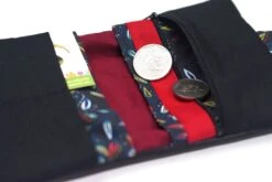 Portefeuille Cartable Cuir Noir Femme Tissu Boho Plumes, Porte Cartes Tissu Nature, Cadeau Femme Noël -Papeterie Boutique 4348788 portefeuille femme cuir noir tissu japonais petit portefeui 4