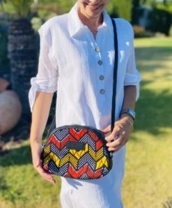 Sac Rond Bandoulière Femme Wax Pagne Africain Indien Idée Cadeau Noël Pour Femme