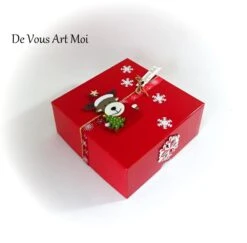 Coffret Boite Thème Noël Boite Rouge Renne De Noël Fait Main Artisanale