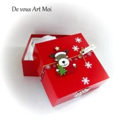 Coffret Boite Thème Noël Boite Rouge Renne De Noël Fait Main Artisanale -Papeterie Boutique 4351831 coffret boite theme noel boite rouge pere noel fait main 3