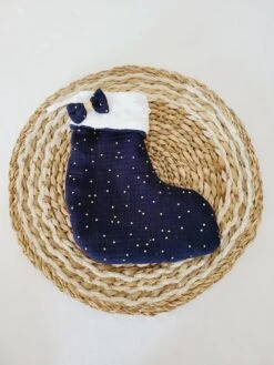 Botte De Noël Personnalisée, Chaussette De Noël Personnalisable En Double Gaze à Pois Dorés -Papeterie Boutique 4352808 botte de noel personnalisee chaussette de noel personnal 4