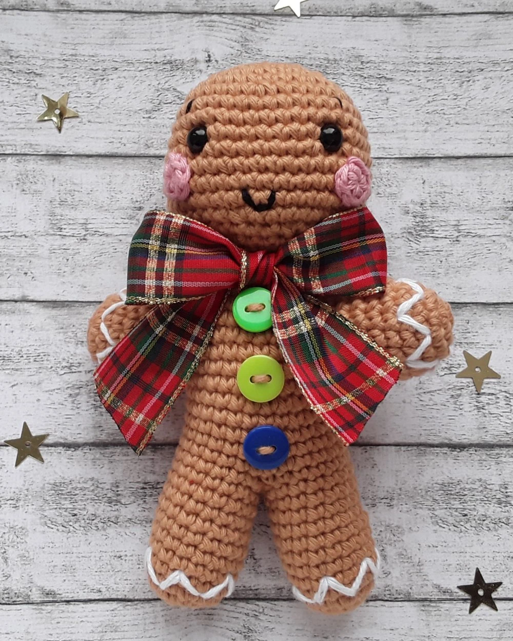 Décoration Bonhomme En Pain D'épices Au Crochet, Décoration De Noël Au Crochet 3 Décoration Bonhomme En Pain D'épices Au Crochet, Décoration De Noël Au Crochet – Image 3