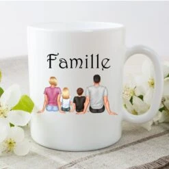 Tasse Personnalisée Portrait De Famille, Cadeau Personnalisé Fête Des Mères, Anniversaire, Noël...