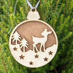 Boule De Noël Personnalisée Renne, Gravure Prenom Possible, 4 Modèles De Suspension De Noël Disponible