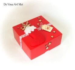 Coffret Boite Thème Noël Boite Rouge Noël Originale Fait Main Artisanale