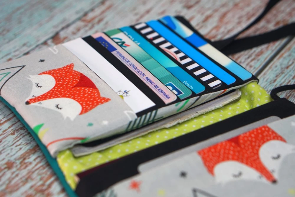 Portefeuille Original Femme Tissu Renard, Porte Cartes Tissu Cuir Turquoise, Cadeau Femme Noël Personnalisable 2 Portefeuille Original Femme Tissu Renard, Porte Cartes Tissu Cuir Turquoise, Cadeau Femme Noël Personnalisable – Image 2